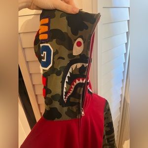 BAPE crazy face full zip hoodie in “red”